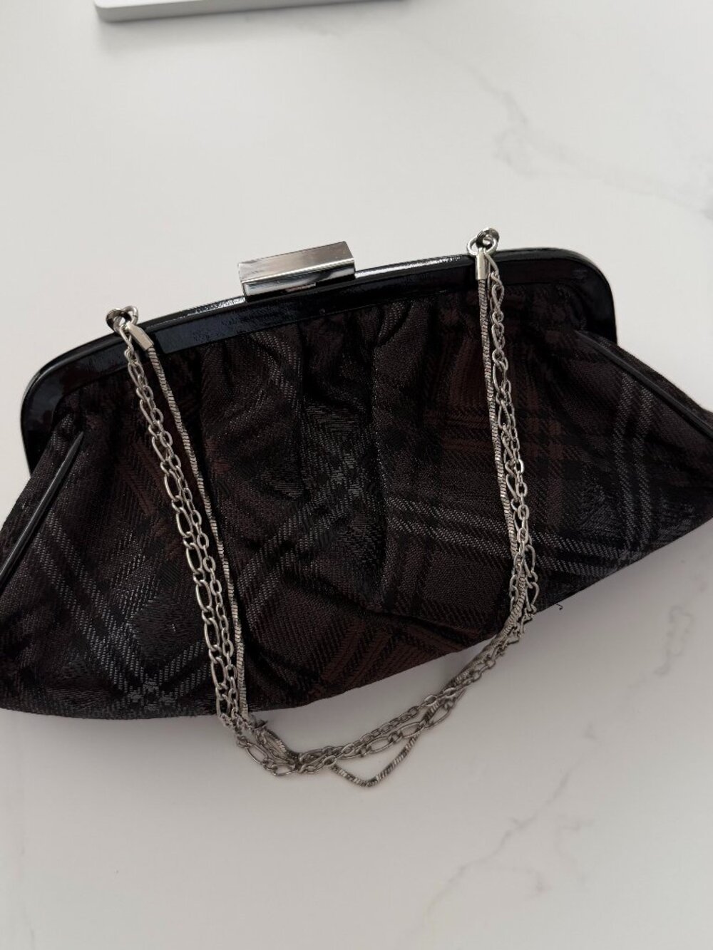Banana Republic Black Clutch Evening Bag Ruched Textured Formal Purse
